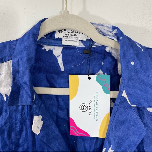 NWT BUSAYO Obi Front-Zip Batik Blue Jumpsuit with Pockets Size XL - Picture 5 of 8